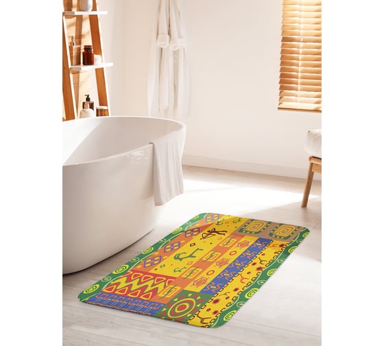 Коврик для ванной комнаты и туалета противоскользящий JOYARTY "Африка в рисунках" 60х100 см bath_17570_60x100 1