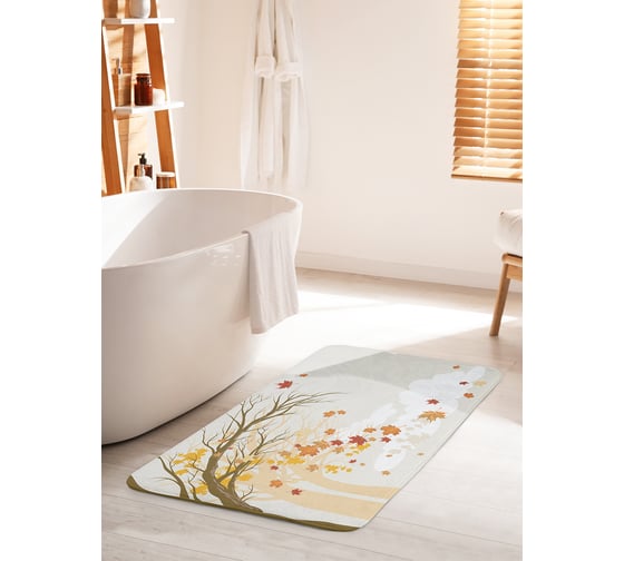 Коврик для ванной комнаты и туалета противоскользящий JOYARTY "Прощание с листьями" 60х100 см bath_18838_60x100 1