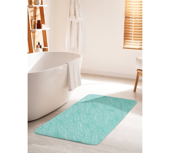 Коврик для ванной комнаты и туалета противоскользящий JOYARTY "Волнистые листы" 60х100 см bath_13254_60x100 1