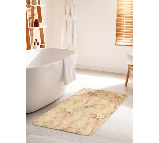 Коврик для ванной комнаты и туалета противоскользящий JOYARTY "Улетающие стрекозы" 60х100 см bath_13522_60x100 1