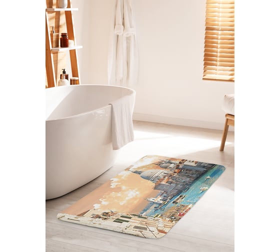 Коврик для ванной комнаты и туалета противоскользящий JOYARTY "Водные улицы" 60х100 см bath_13647_60x100 1