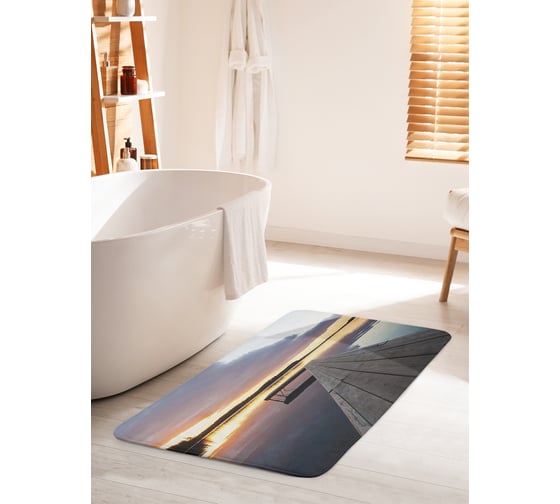 Коврик для ванной комнаты и туалета противоскользящий JOYARTY "Деревяный пирс на озере" 60х100 см bath_13838_60x100 1