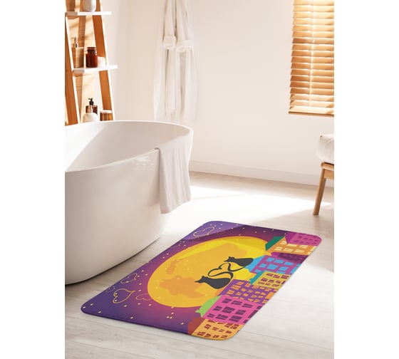 Коврик для ванной комнаты и туалета противоскользящий JOYARTY "Романтические коты" 60х100 см bath_14809_60x100 1