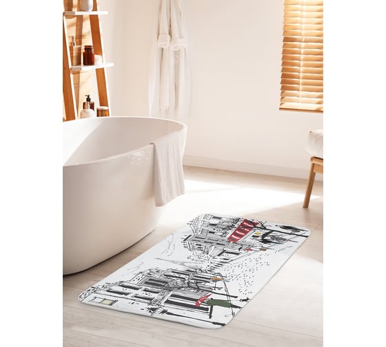 Коврик для ванной комнаты и туалета противоскользящий JOYARTY "Дождливый париж" 60х100 см bath_14713_60x100 1