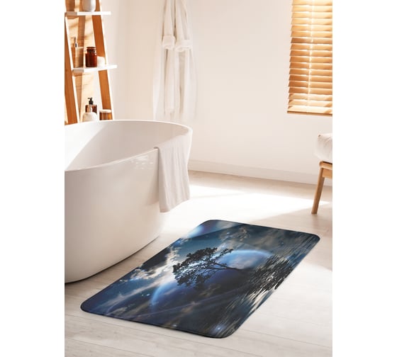 Коврик для ванной комнаты и туалета противоскользящий JOYARTY "Лунное сияние на реке" 60х100 см bath_14955_60x100 1
