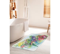 Коврик для ванной комнаты и туалета противоскользящий JOYARTY "Пара попугаев в цветах" 60х100 см bath_14985_60x100