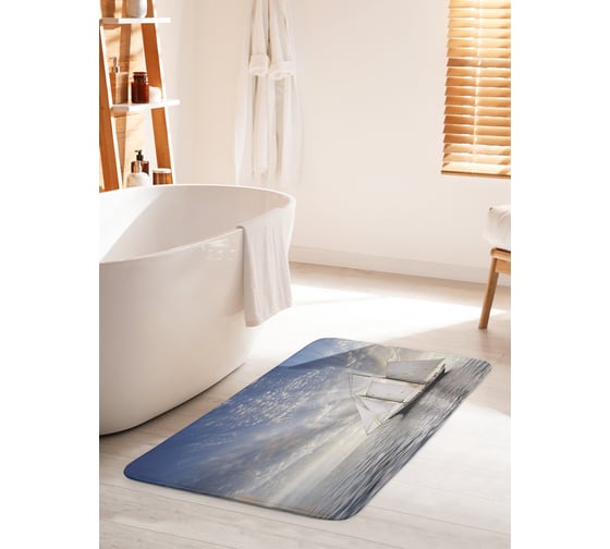 Коврик для ванной комнаты и туалета противоскользящий JOYARTY "Парусный корабль" 60х100 см bath_15600_60x100 1