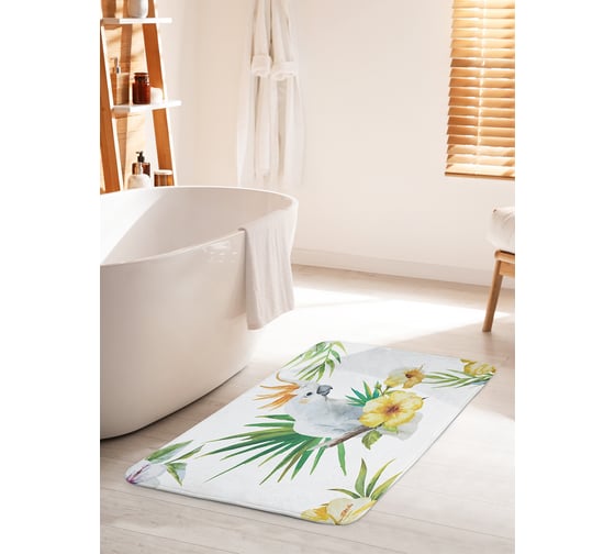 Коврик для ванной комнаты и туалета противоскользящий JOYARTY "Веселый попугай" 60х100 см bath_14974_60x100 1