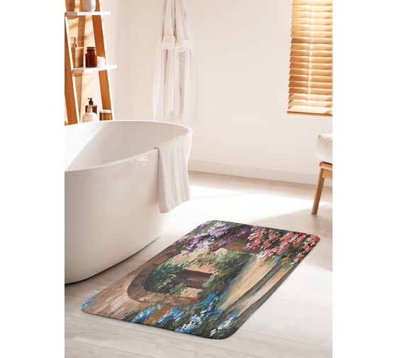 Коврик для ванной комнаты и туалета противоскользящий JOYARTY "Цветущая террасса" 60х100 см bath_9178_60x100 1