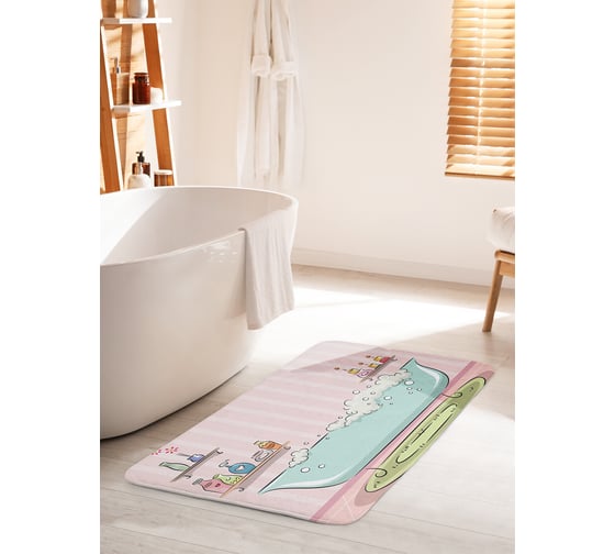 Коврик для ванной комнаты и туалета противоскользящий JOYARTY "Пенная ванна" 60х100 см bath_9537_60x100 1