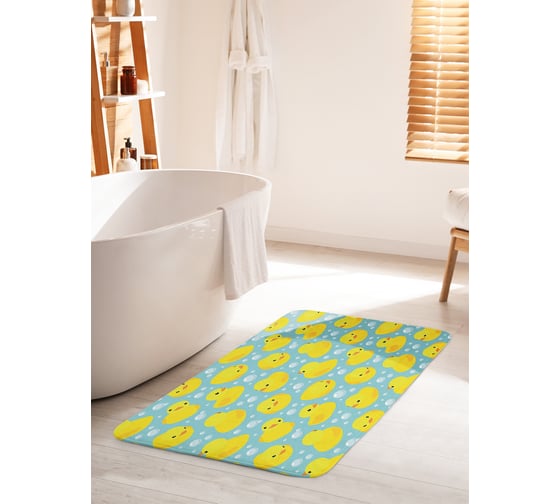 Коврик для ванной комнаты и туалета противоскользящий JOYARTY "Утиное окружение" 60х100 см bath_9535_60x100 1