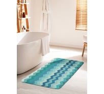 Коврик для ванной комнаты и туалета противоскользящий JOYARTY "Зигзаги прохлады" 60х100 см bath_11609_60x100