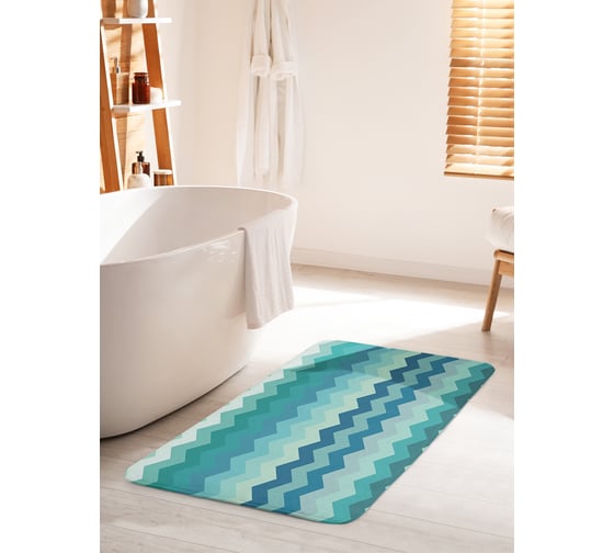 Коврик для ванной комнаты и туалета противоскользящий JOYARTY "Зигзаги прохлады" 60х100 см bath_11609_60x100 1