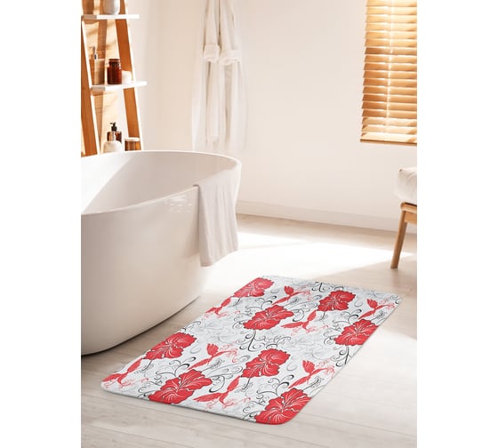 Коврик для ванной комнаты и туалета противоскользящий JOYARTY "Цветочная пышность" 60х100 см bath_12275_60x100 1
