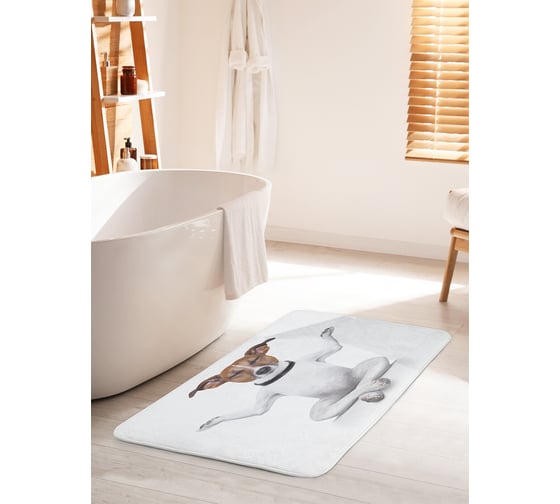 Коврик для ванной комнаты и туалета противоскользящий JOYARTY "Медитирующая собака" 60х100 см bath_10671_60x100 1