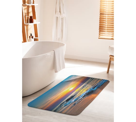 Коврик для ванной комнаты и туалета противоскользящий JOYARTY "Волнистый закат" 60х100 см bath_12487_60x100 1