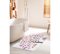 Коврик для ванной комнаты и туалета противоскользящий JOYARTY "Совы на дереве любви" 60х100 см bath_10813_60x100