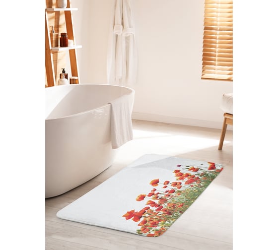 Коврик для ванной комнаты и туалета противоскользящий JOYARTY "Цветочный холм" 60х100 см bath_11899_60x100 1
