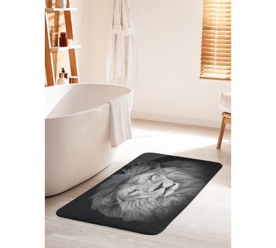 Коврик для ванной комнаты и туалета противоскользящий JOYARTY "Мудрый лев" 60х100 см bath_12721_60x100 1