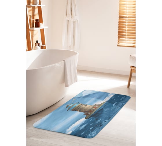 Коврик для ванной комнаты и туалета противоскользящий JOYARTY "Остров для маяка" 60х100 см bath_12359_60x100 1