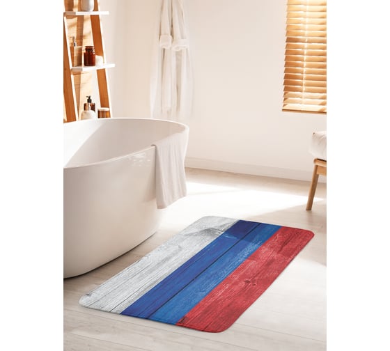 Коврик для ванной комнаты и туалета противоскользящий JOYARTY "Патриотический забор" 60х100 см bath_378775_60x100 1
