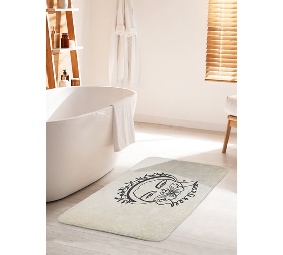 Коврик для ванной комнаты и туалета противоскользящий JOYARTY "Поцелуй бабочки" 60х100 см bath_385277_60x100 1
