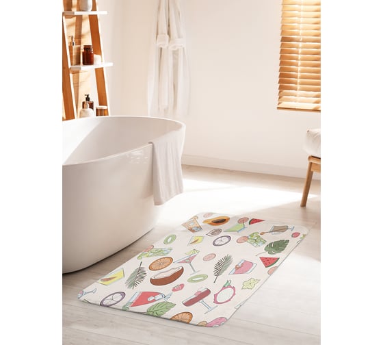 Коврик для ванной комнаты и туалета противоскользящий JOYARTY "Тропическая вечеринка" 60х100 см bath_414054_60x100 1