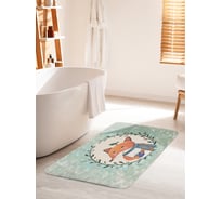 Коврик для ванной комнаты и туалета противоскользящий JOYARTY "Лис и птичка" 60х100 см bath_385256_60x100