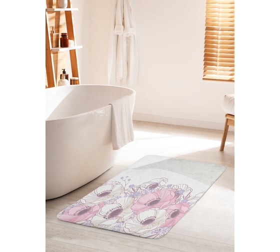 Коврик для ванной комнаты и туалета противоскользящий JOYARTY "Изящные маки" 60х100 см bath_90425_60x100 1