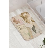 Коврик для ванной комнаты и туалета противоскользящий JOYARTY "Письмо и бабочки" 52х77 см bath_29953