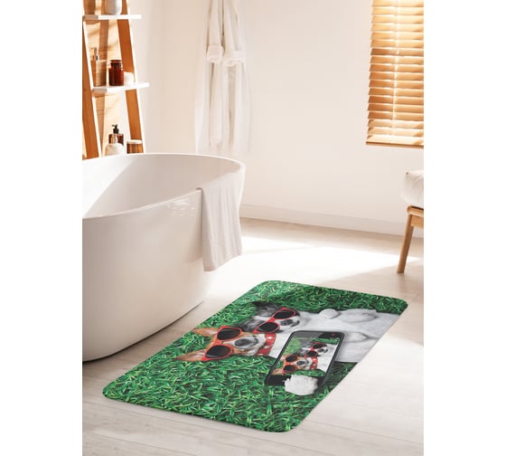 Коврик для ванной комнаты и туалета противоскользящий JOYARTY "Селфи влюбленных" 60х100 см bath_91952_60x100 1