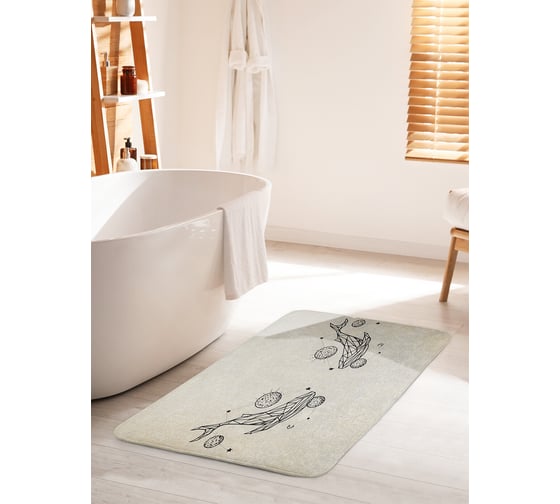 Коврик для ванной комнаты и туалета противоскользящий JOYARTY "Космические киты в графике" 60х100 см bath_396827_60x100 1