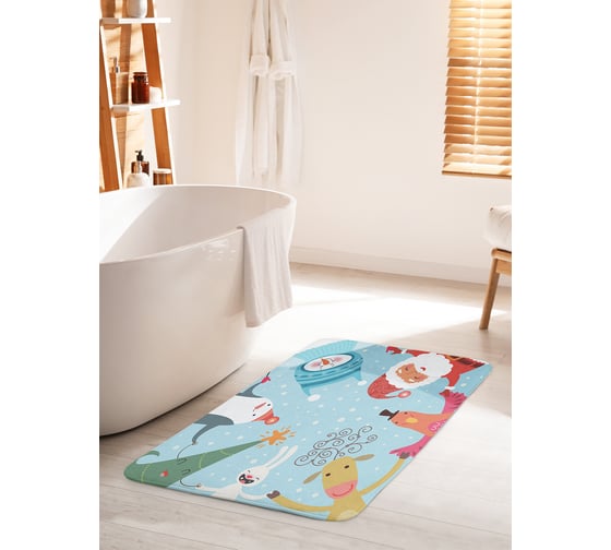 Коврик для ванной комнаты и туалета противоскользящий JOYARTY "Веселый хоровод" 60х100 см bath_78074_60x100 1