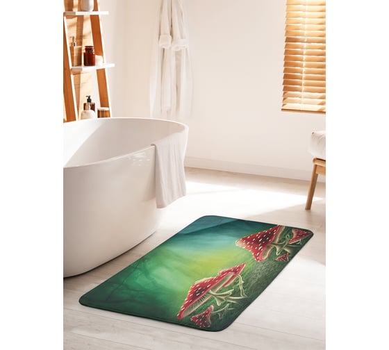 Коврик для ванной комнаты и туалета противоскользящий JOYARTY "Сказочные грибы" 60х100 см bath_59613_60x100 1