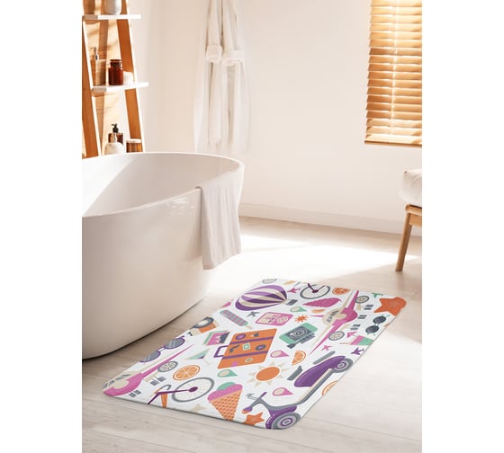 Коврик для ванной комнаты и туалета противоскользящий JOYARTY "Отпуск в лето" 60х100 см bath_423851_60x100