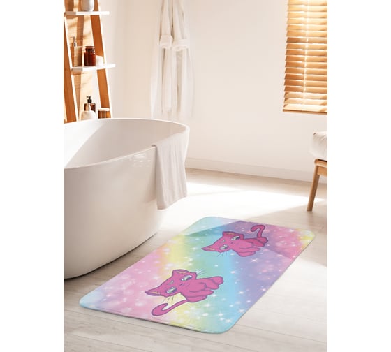 Коврик для ванной комнаты и туалета противоскользящий JOYARTY "Лунные коты" 60х100 см bath_425004_60x100 1