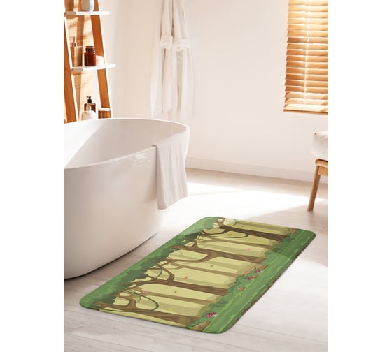 Коврик для ванной комнаты и туалета противоскользящий JOYARTY "Бабочки в лесу" 60х100 см bath_88269_60x100 1