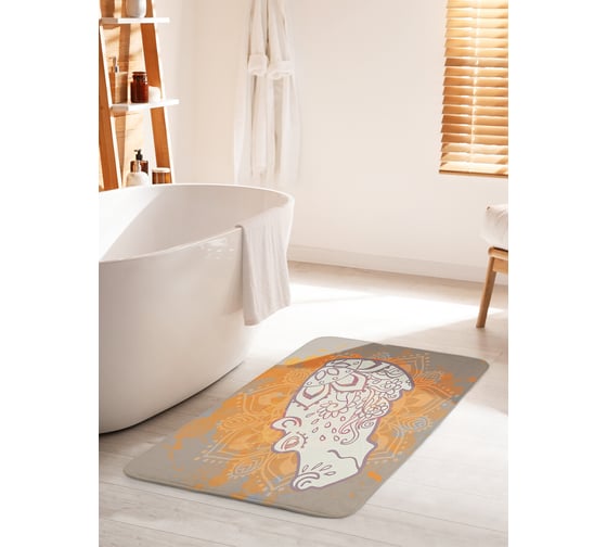 Коврик для ванной комнаты и туалета противоскользящий JOYARTY "Орнаментальный профиль бегемота" 60х100 см bath_66937_60x100 1