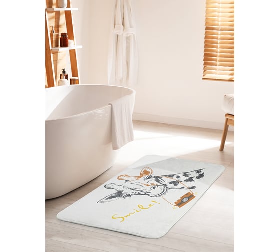 Коврик для ванной комнаты и туалета противоскользящий JOYARTY "Жираф в кадре" 60х100 см bath_73446_60x100
