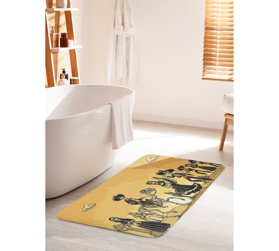 Коврик для ванной комнаты и туалета противоскользящий JOYARTY "Вечеринка для скелетов" 60х100 см bath_93261_60x100 1