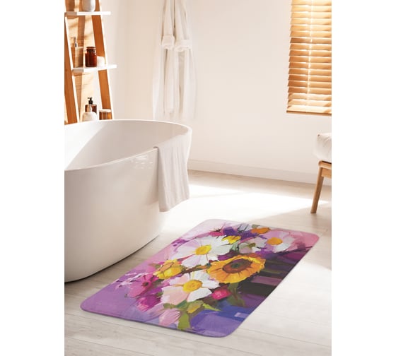 Коврик для ванной комнаты и туалета противоскользящий JOYARTY "Нежный натюрморт цветов" 60х100 см bath_74197_60x100 1
