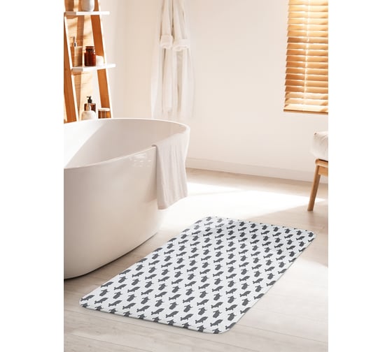 Коврик для ванной комнаты и туалета противоскользящий JOYARTY "Силуэты кроликов" 60х100 см bath_95551_60x100 1