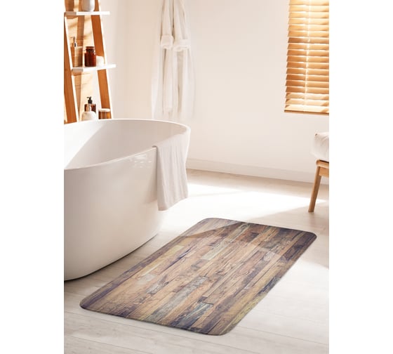 Коврик для ванной комнаты и туалета противоскользящий JOYARTY "Старые доски" 60х100 см bath_94923_60x100 1