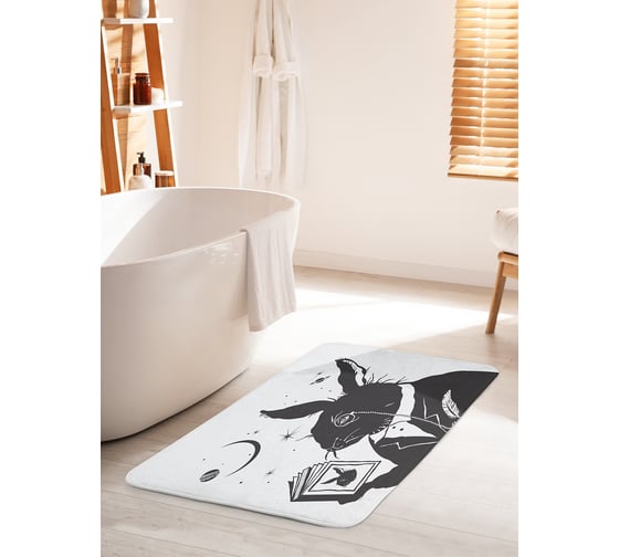 Коврик для ванной комнаты и туалета противоскользящий JOYARTY "Ученый заяц" 60х100 см bath_95527_60x100
