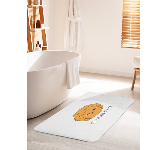 Коврик для ванной комнаты и туалета противоскользящий JOYARTY "Все что нужно - это кот" 60х100 см bath_80361_60x100