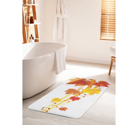 Коврик для ванной комнаты и туалета противоскользящий JOYARTY "Музыкальный листопад" 60х100 см bath_85019_60x100 1