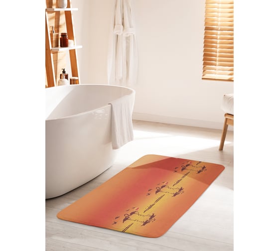 Коврик для ванной комнаты и туалета противоскользящий JOYARTY "Фламинго на закате" 60х100 см bath_423253_60x100 1