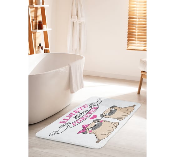 Коврик для ванной комнаты и туалета противоскользящий JOYARTY "Вместе и навсегда" 60х100 см bath_91976_60x100 1