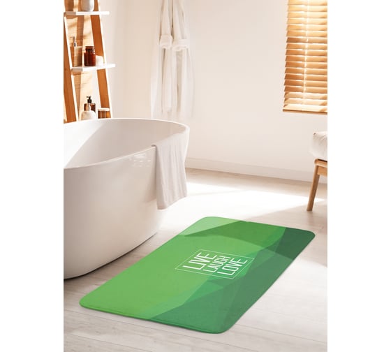Коврик для ванной комнаты и туалета противоскользящий JOYARTY "Живи.Смейся.Люби" 60х100 см bath_378612_60x100 1
