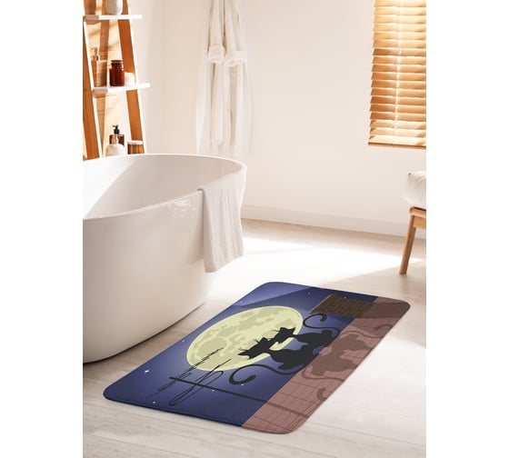 Коврик для ванной комнаты и туалета противоскользящий JOYARTY "Коты на крыше смотрят на Луну" 60х100 см bath_378866_60x100 1